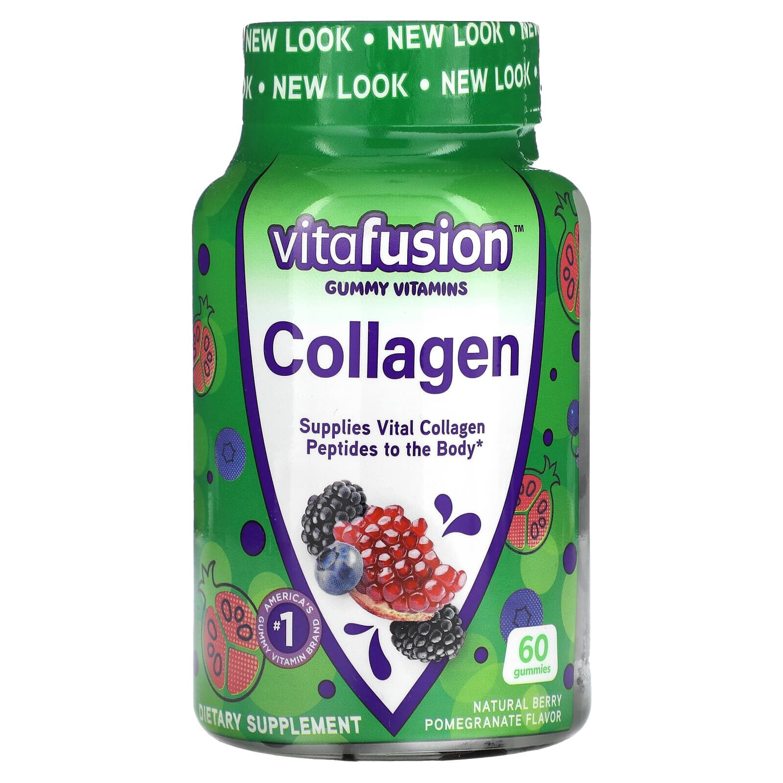VitaFusion, Жевательные мармеладки с коллагеном, натуральные ягоды и гранат, 60 жевательных таблеток