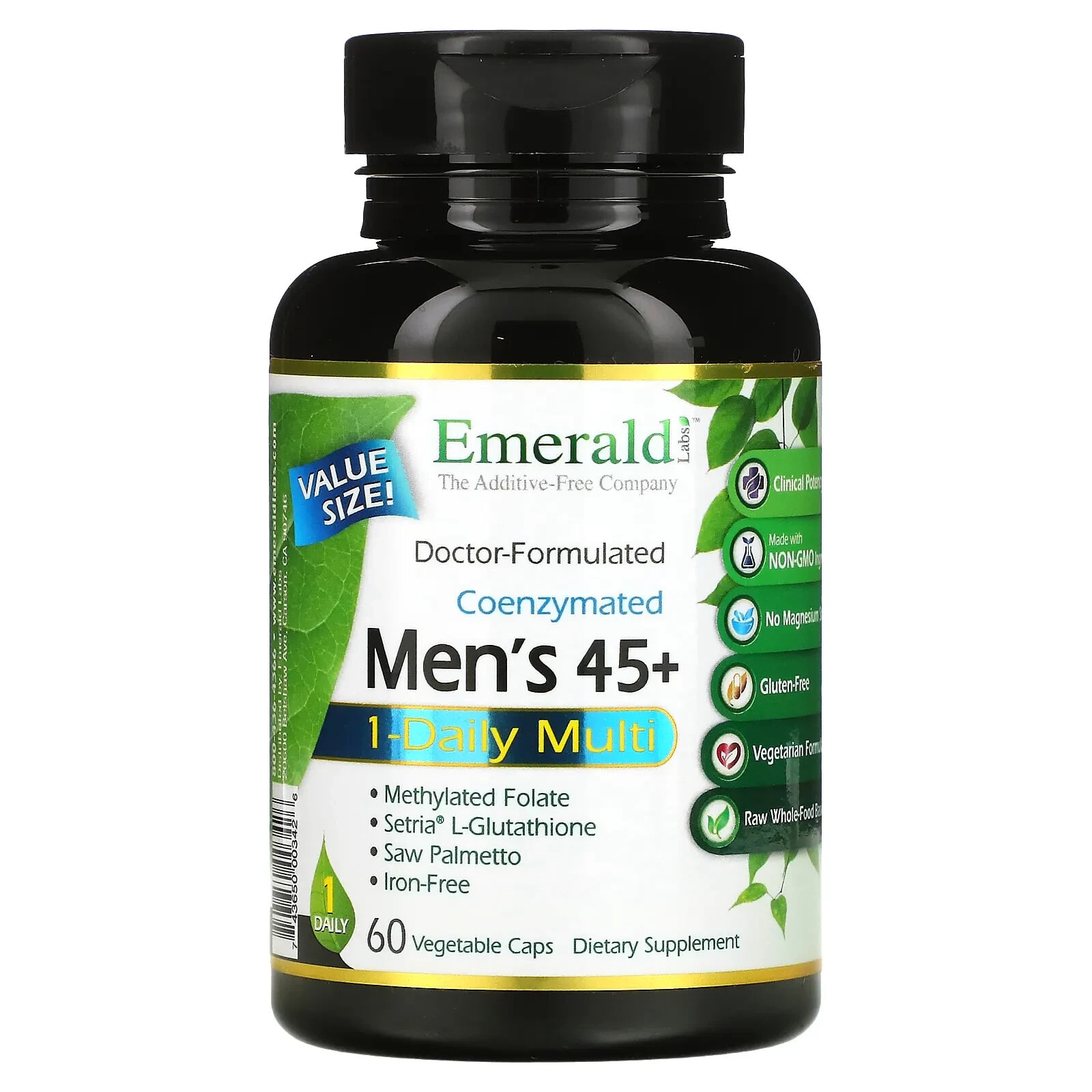 Emerald Laboratories, Men's 45+ 1-Daily Multi, 30 Vegetable Caps