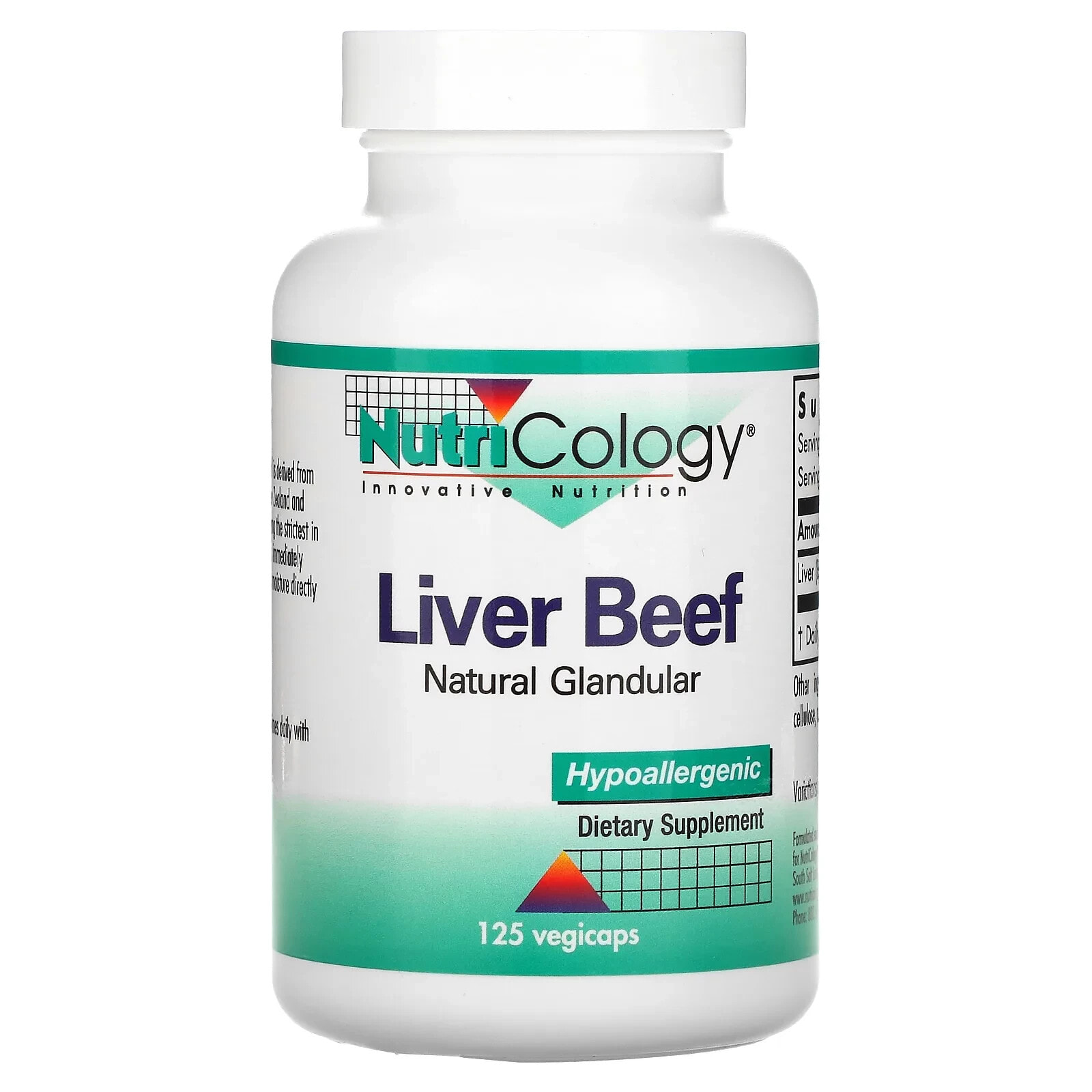 Liver Beef, Natural Glandular, 125 Vegicaps