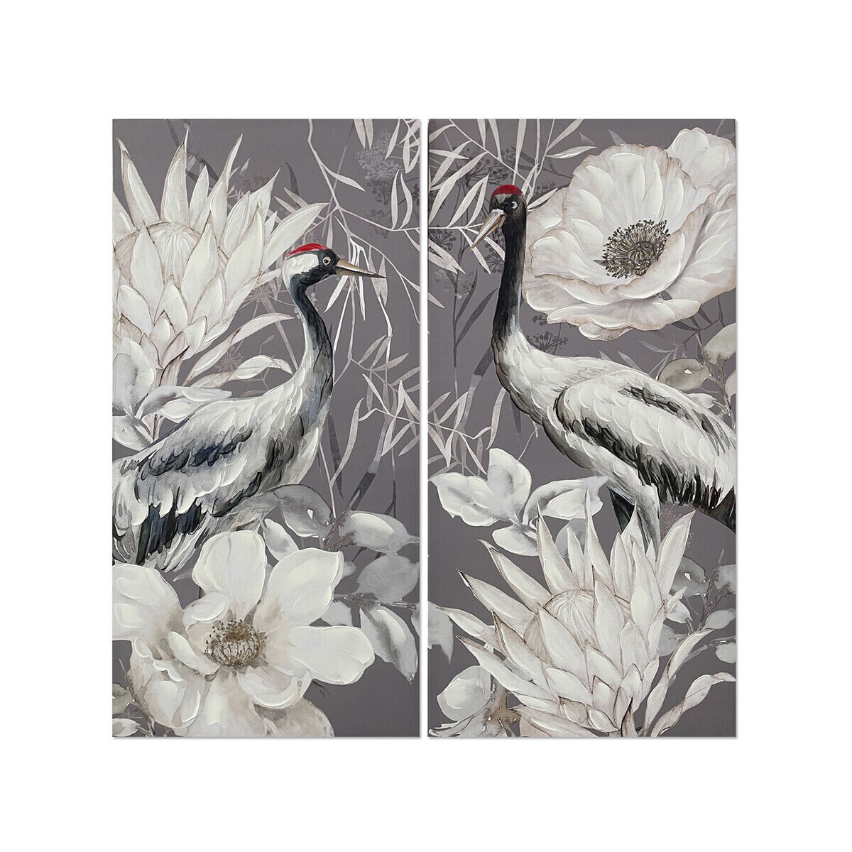 Set of 2 pictures Romimex Canvas Heron 60 x 120 x 3 cm