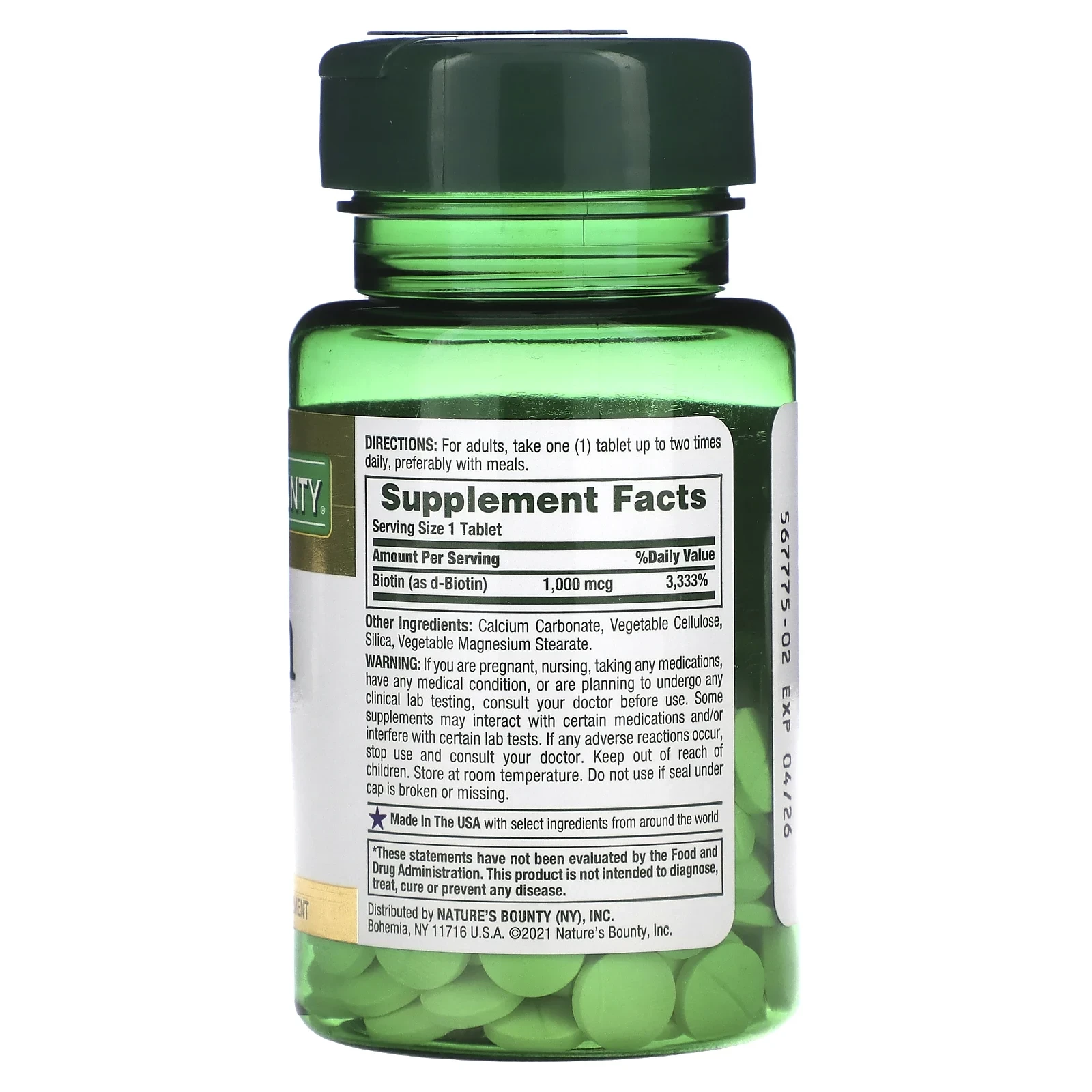 Biotin, 1,000 mcg, 100 Coated Tablets