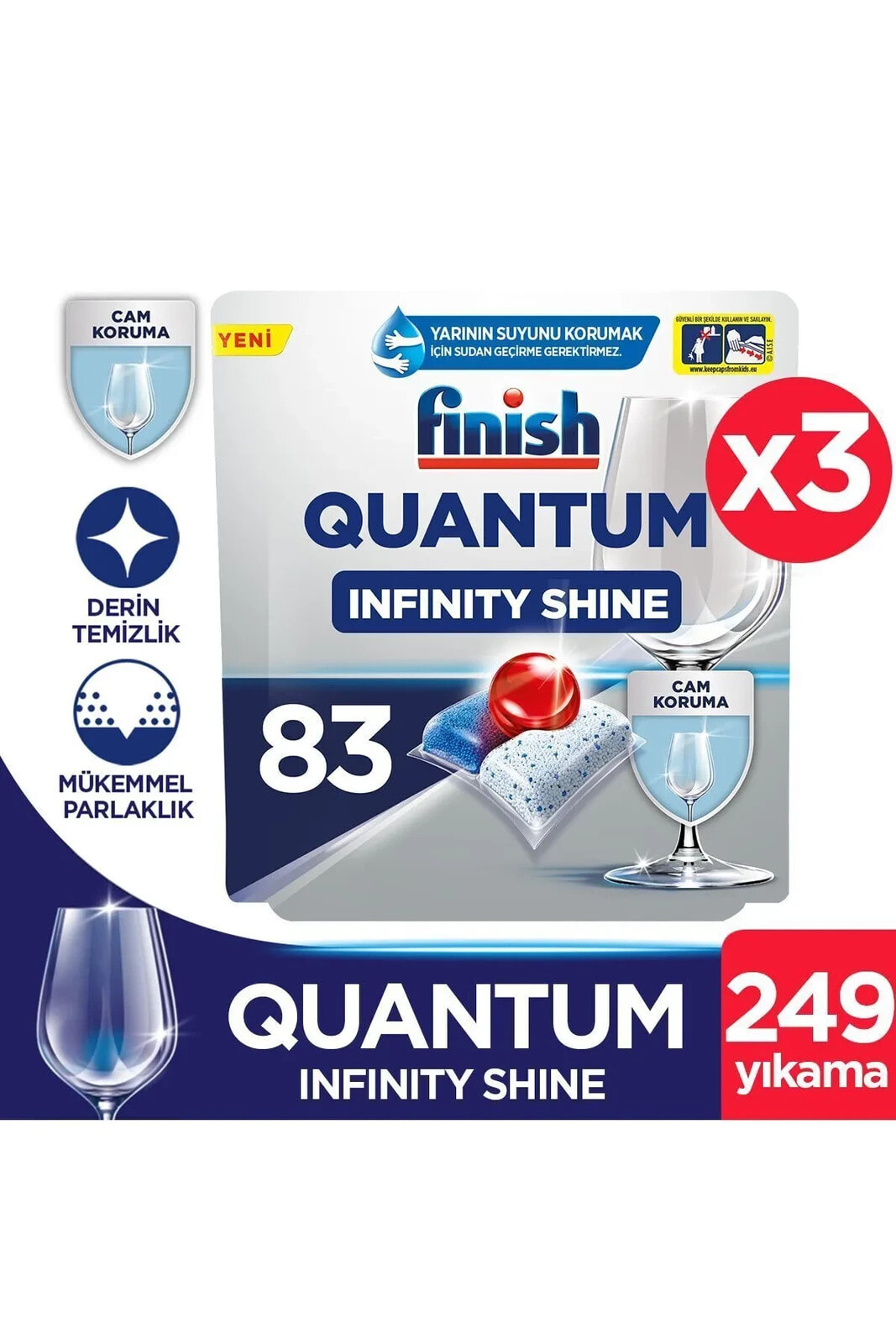 Quantum Infinity Shine 249 Kapsül Bulaşık Makinesi Deterjanı Tableti (83x3)