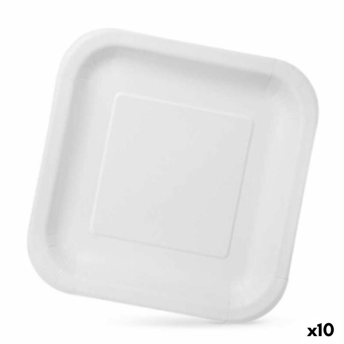 Plate set Algon Disposable White Cardboard 23 x 23 x 1,5 cm (10 Units)