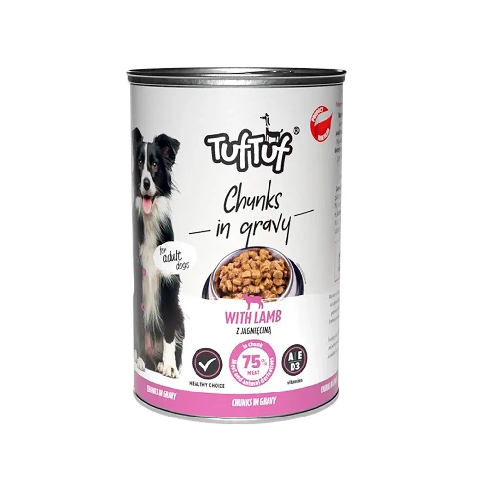 TUFTUF Meat pieces with lamb for dogs wet dog food 415g