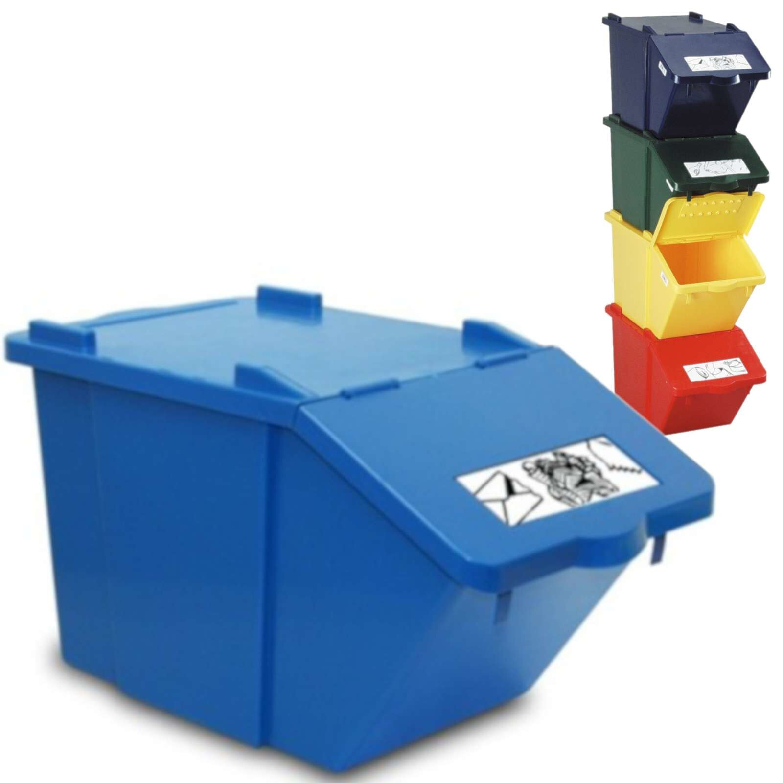 Stackable waste sorting container - blue 45L