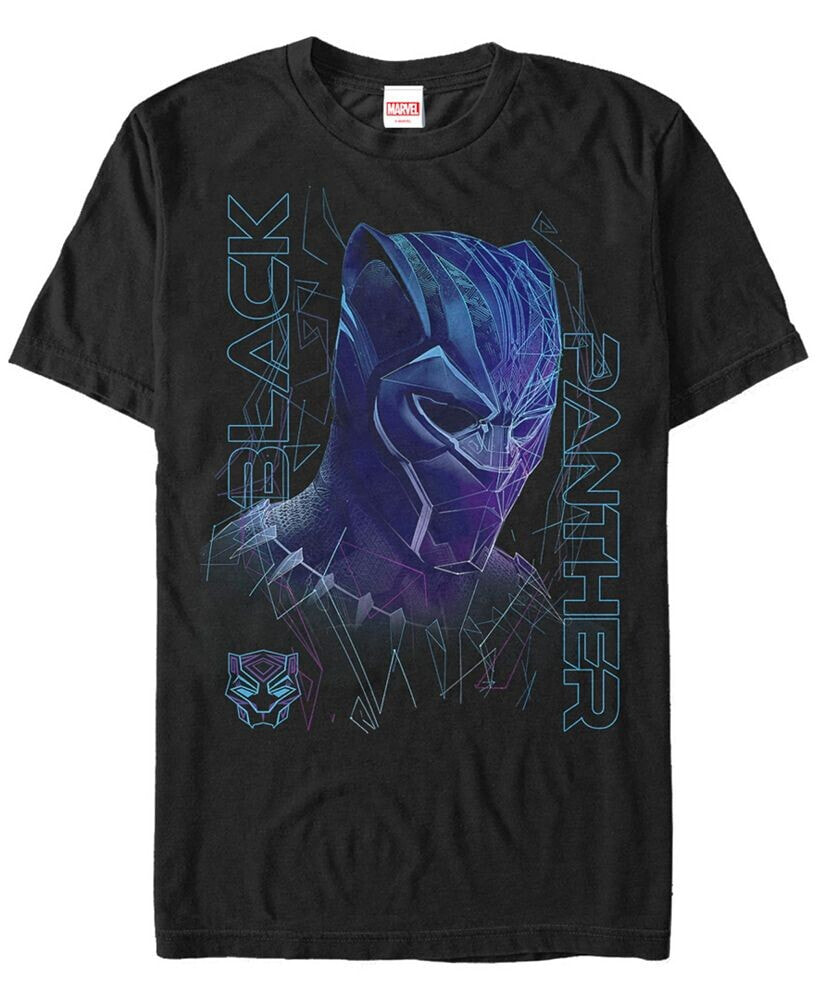 Marvel Men's Black Panther Neon Line Art Panther Short Sleeve T-Shirt