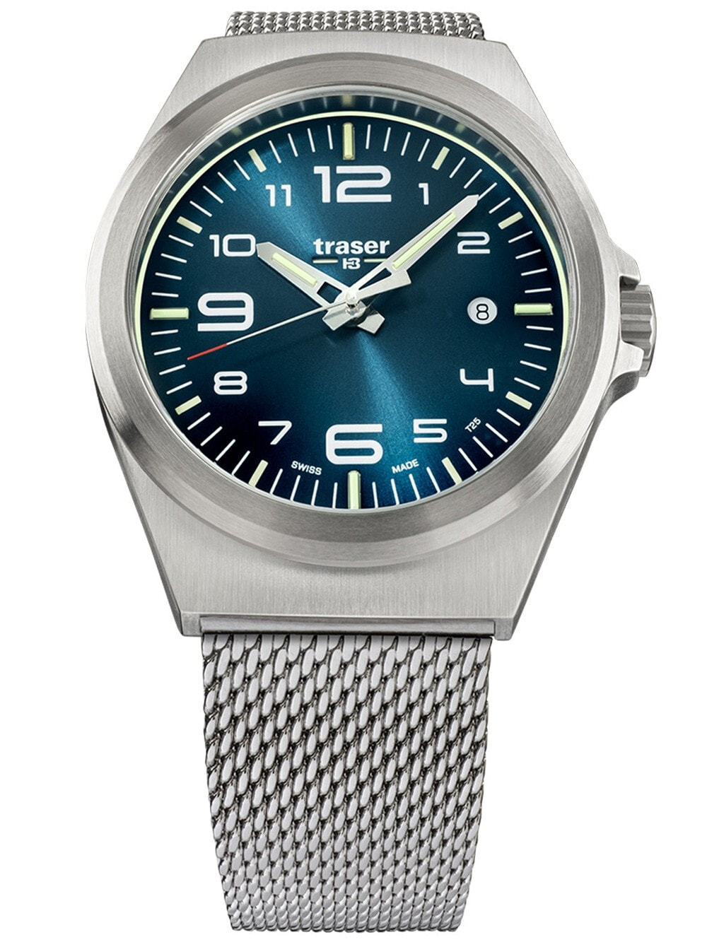 Мужские наручные часы с серебряным браслетом Traser H3 108205 P59 Esssential M Blue Mens 42mm 10ATM