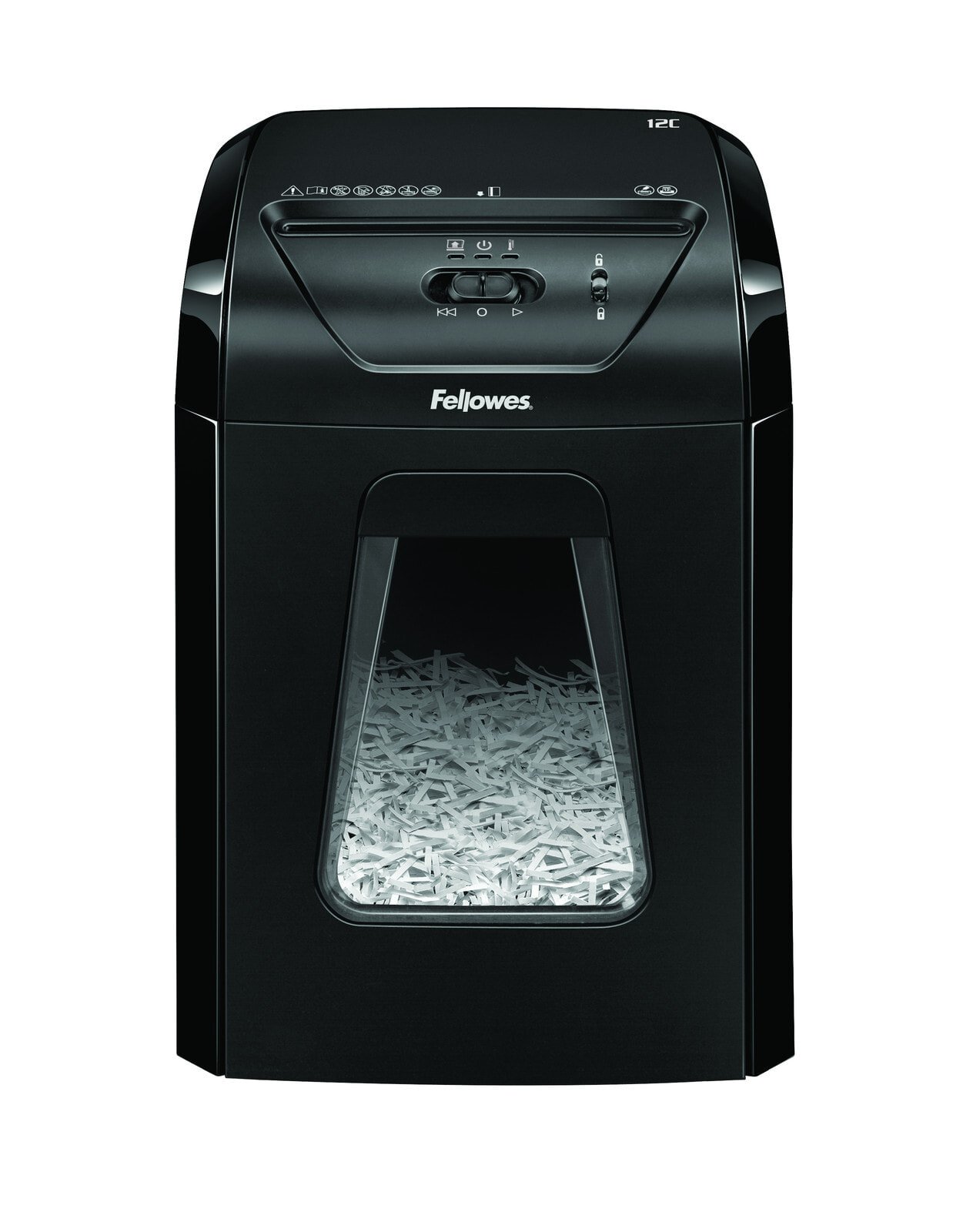 Fellowes Powershred 12C измельчитель бумаги Резка на полоски 22,5 cm Черный 7120101