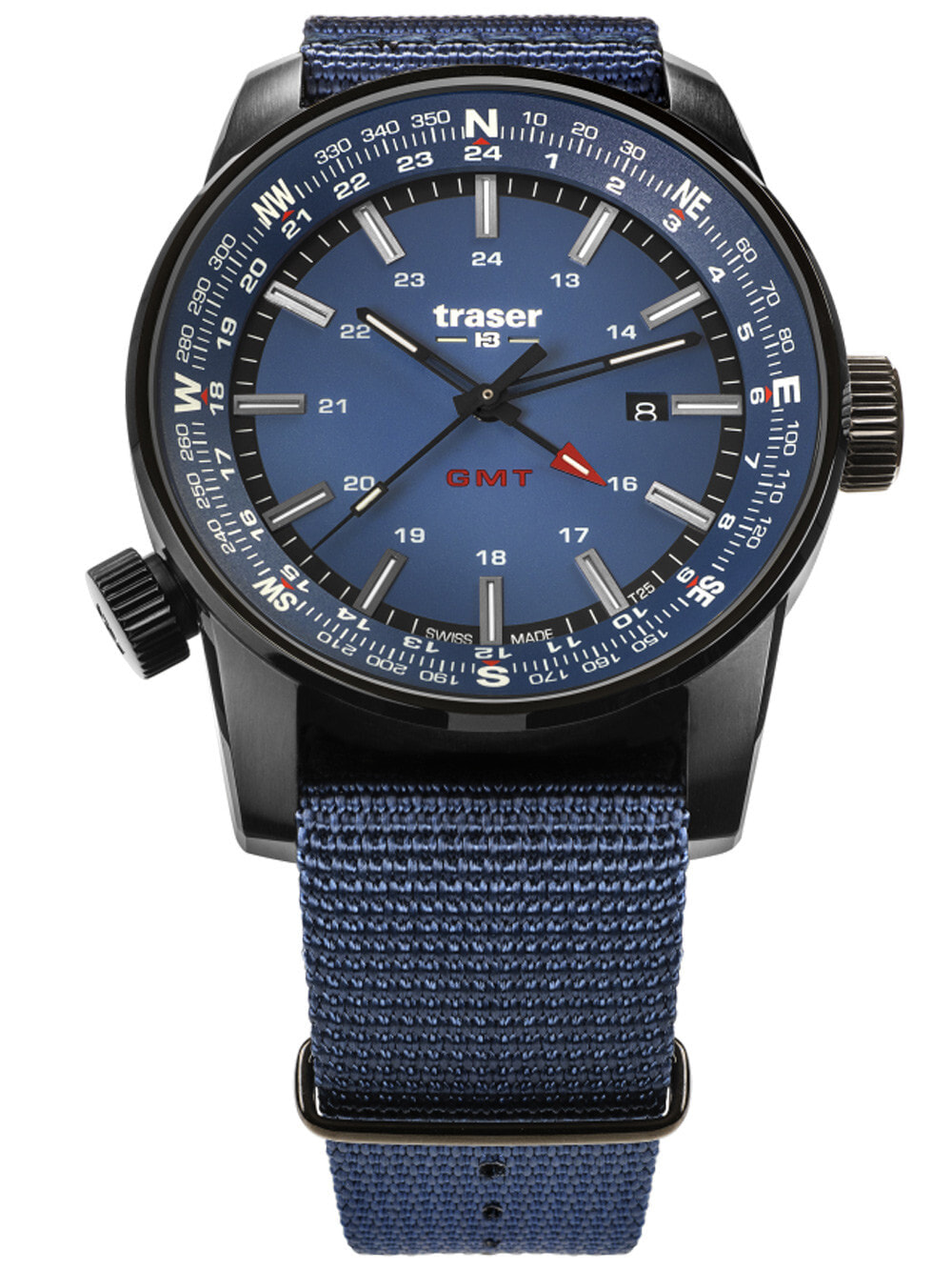Мужские наручные часы с синим текстильным ремешком  Traser H3 109034 P68 Pathfinder Mens 46mm 10ATM