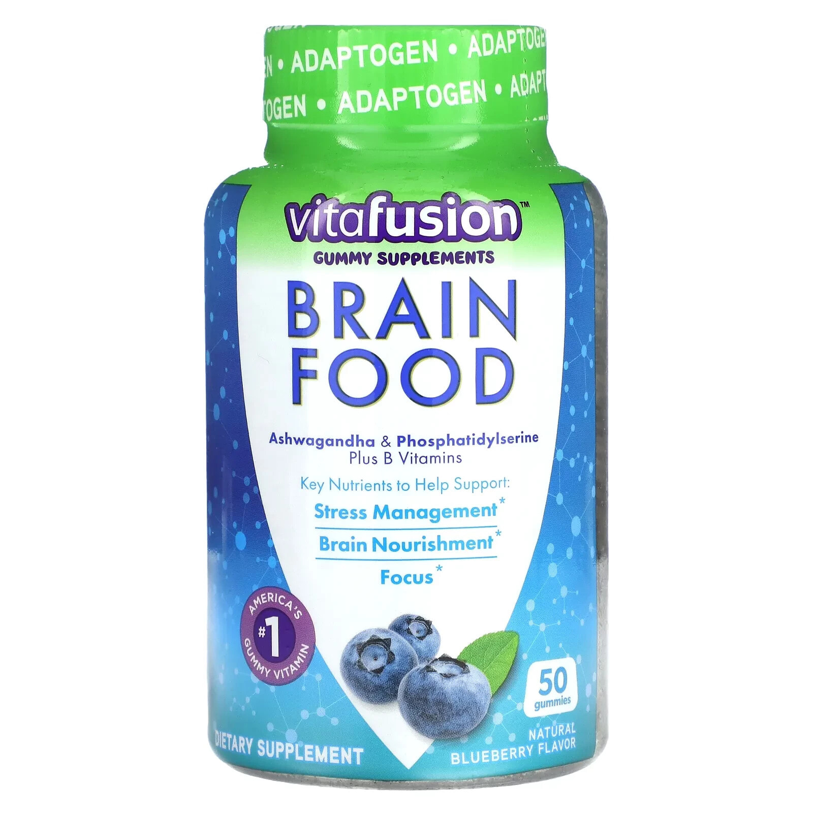 VitaFusion, Brain Food Gummies, Blueberry, 50 Gummies