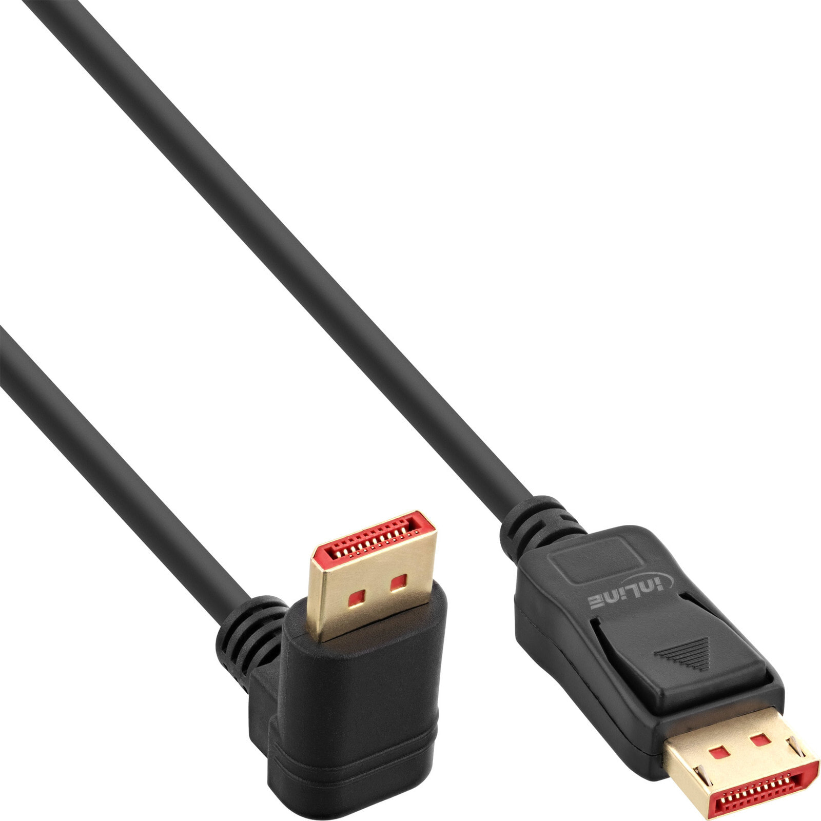 InLine DisplayPort 1.4 cable - 8K4K - downward angled - black/gold - 5m - 5 m - DisplayPort - DisplayPort - Male - Male - Black