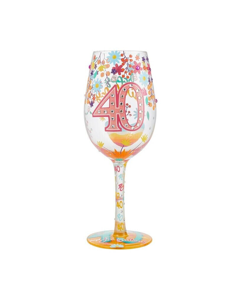 Enesco lolita Happy 40th Birthday Wine Glass, 16 oz