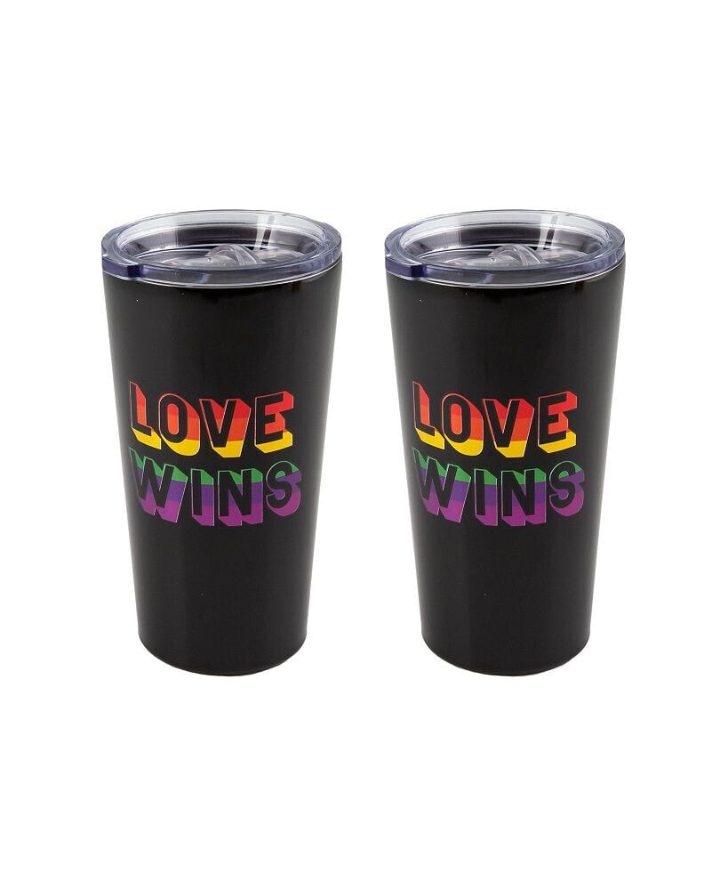 Double Wall 2 Pack of 20 oz Black Highballs with Metallic 