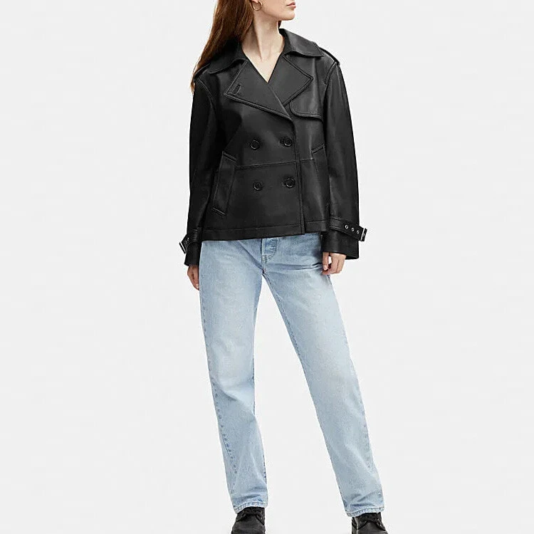 COACH Leather Jackets Women's Black