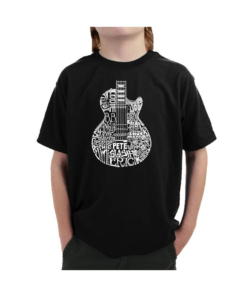 LA Pop Art big Boy's Word Art T-shirt - Rock Guitar Head