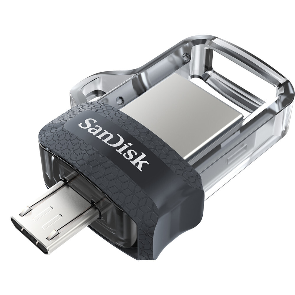 Sandisk Ultra Dual m3.0 USB флеш накопитель 16 GB USB Type-A / Micro-USB 3.2 Gen 1 (3.1 Gen 1) Черный, Серебристый, Прозрачный SDDD3-016G-G46