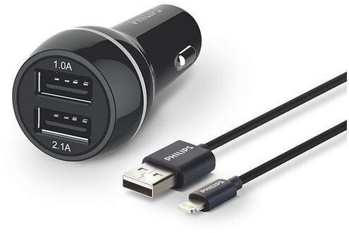 Автомобильное зарядное устройство и адаптер для мобильного телефона Ładowarka Philips 2x USB-A 3.1 A (DLP2357V/10)