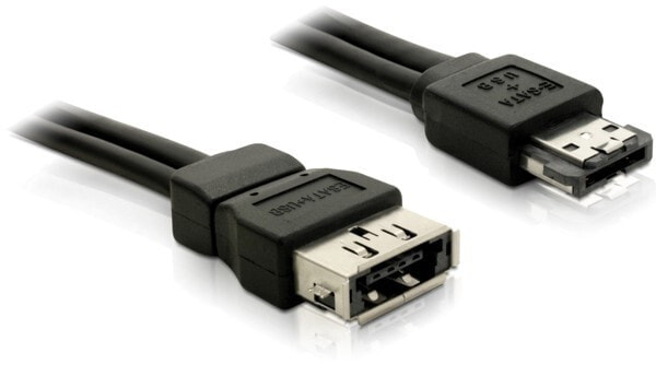 DeLOCK Power Over eSATA Extension cable male-female 1m кабель SATA Черный 84389