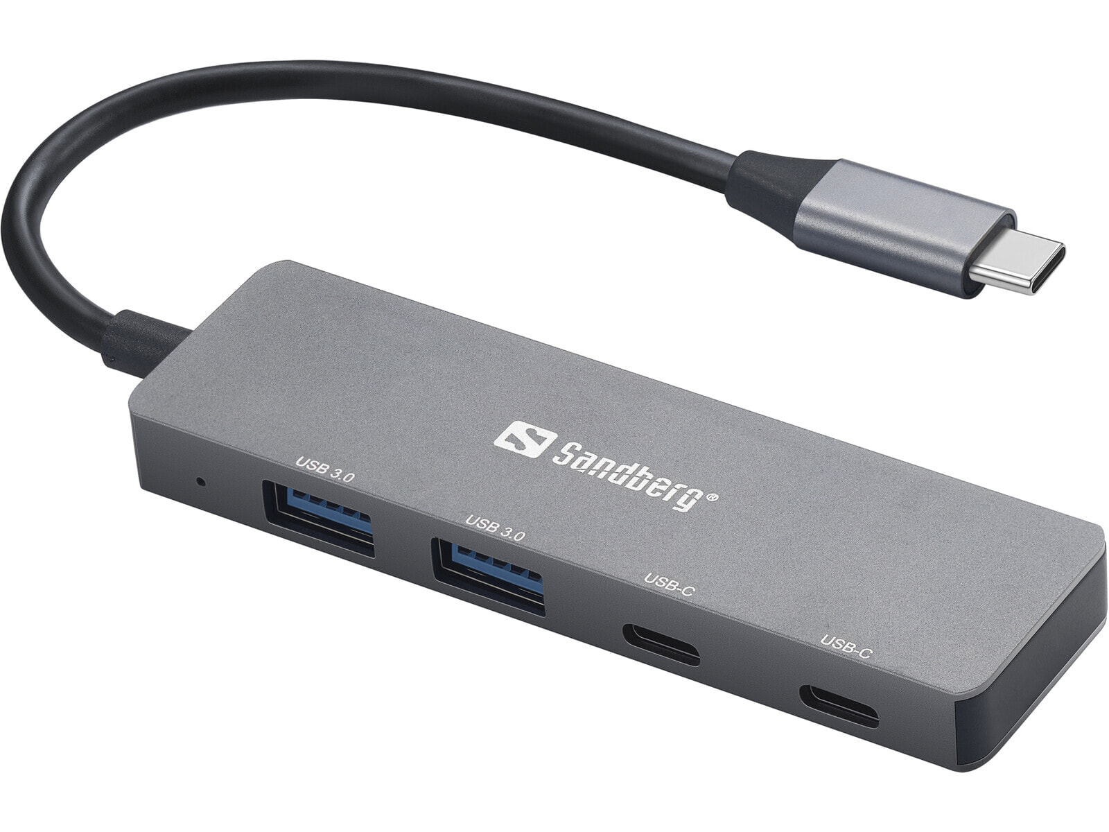 Sandberg 136-50 хаб-разветвитель USB Type-C 5000 Мбит/с Серый