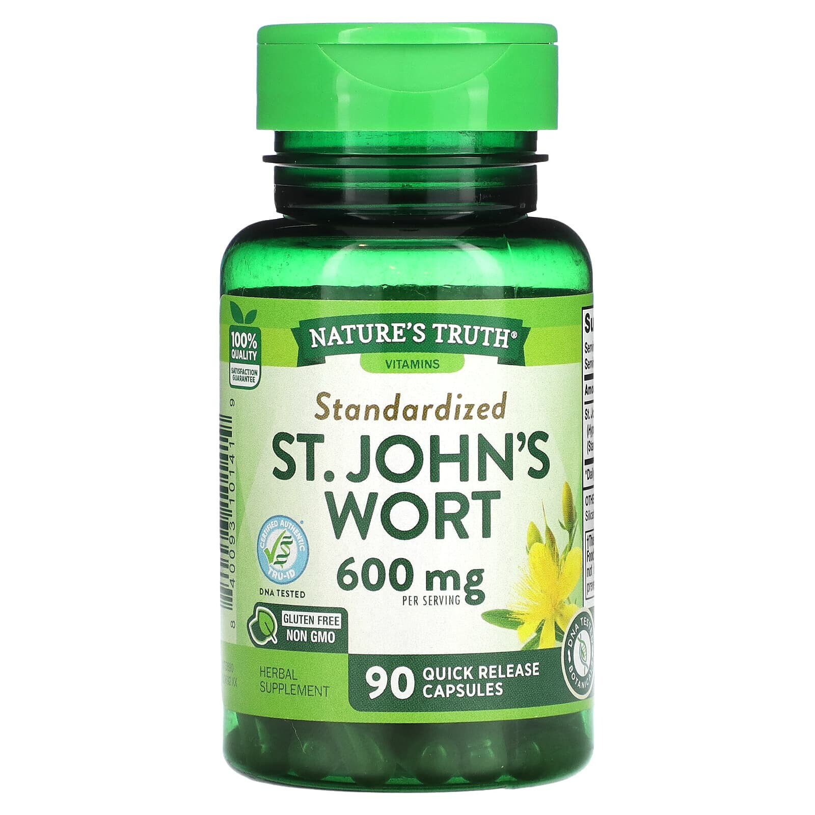 Standardized St. John's Wort, 600 mg, 90 Quick Release Capsules (300 mg per Capsule)