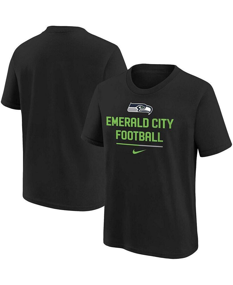 Nike big Boys and Girls Black Seattle Seahawks Team Slogan T-shirt
