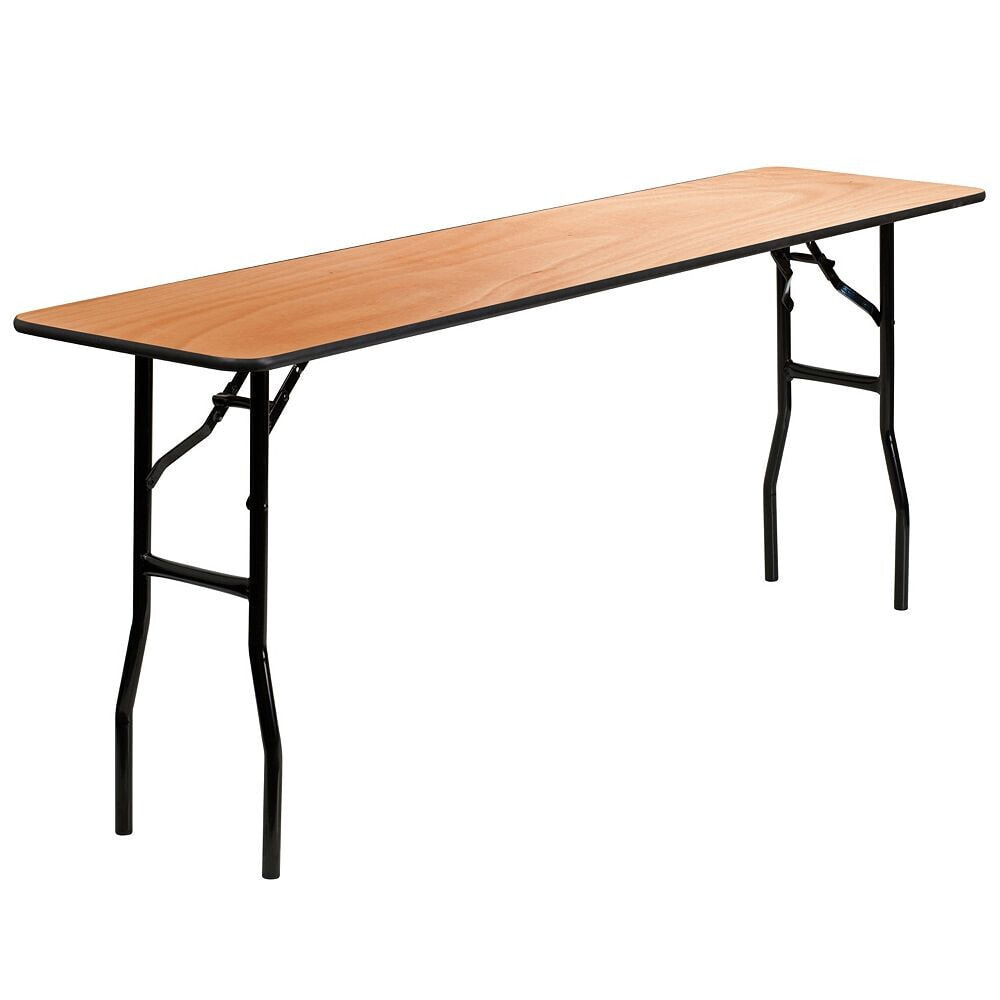 Flash Furniture 18'' X 72'' Rectangular Wood Folding Training / Seminar Table With Smooth Clear Coated Finished Top