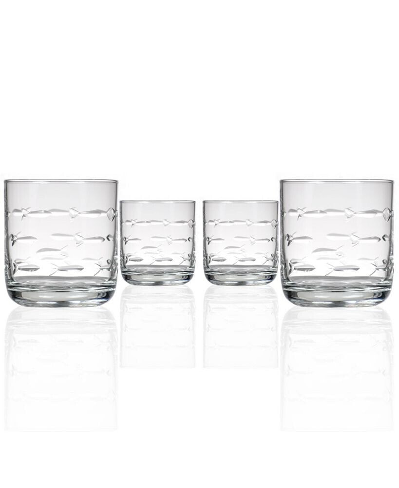 Rolf Glass school Of Fish Room Tumbler 10Oz - Set Of 4 Glasses