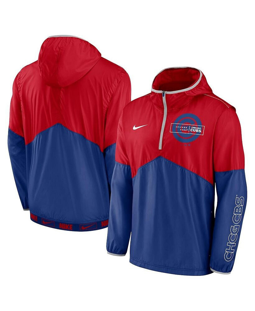 Nike men's Red, Royal Chicago Cubs Overview Half-Zip Hoodie Jacket