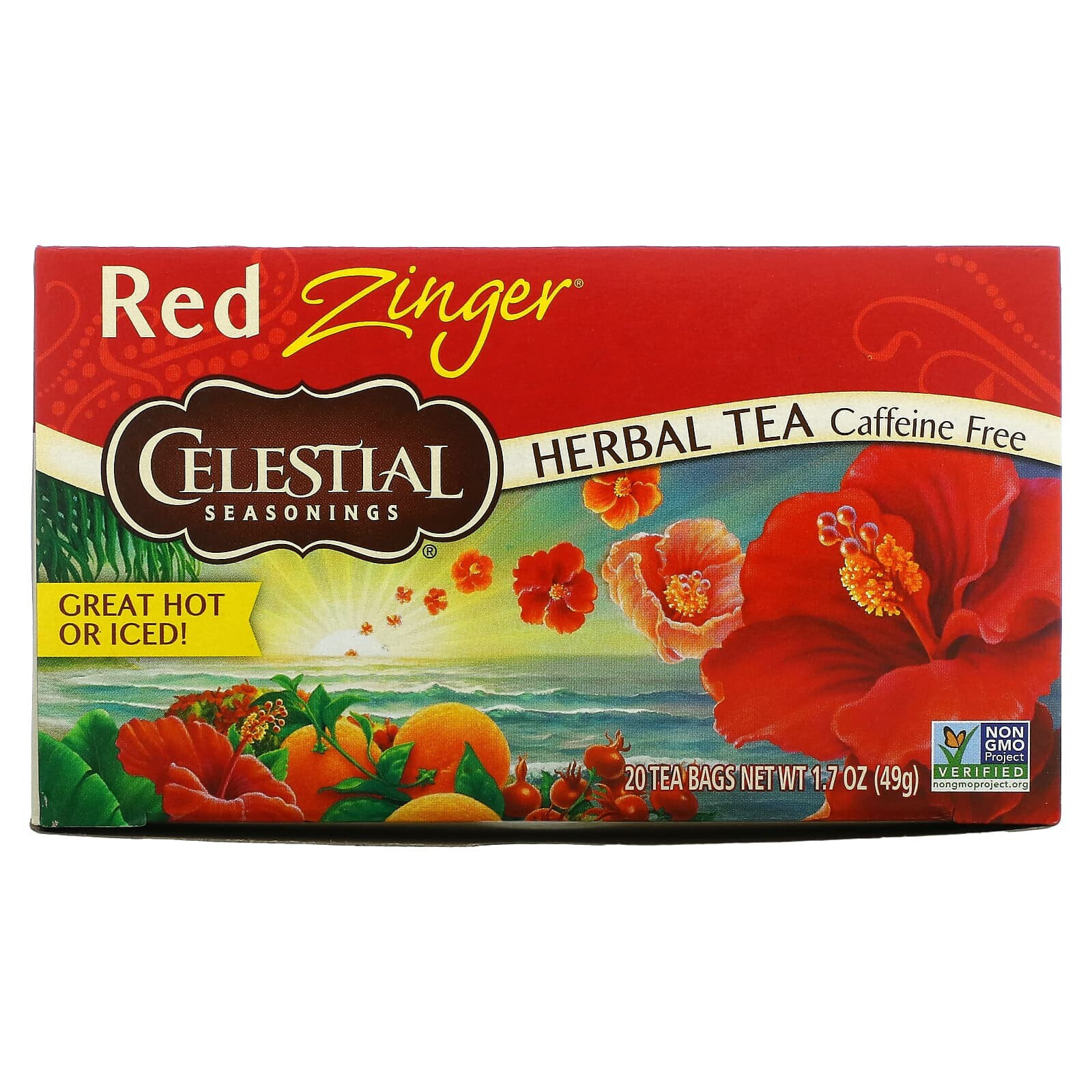 Селесчал Сизонингс, травяной чай, Red Zinger, без кофеина, 20 чайных пакетиков, 49 г (1,7 унции)