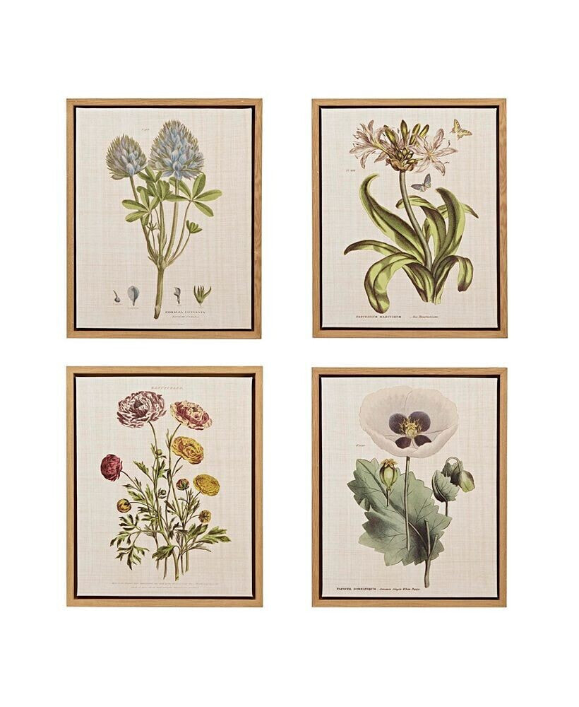 Martha Stewart Collection martha Stewart Herbal Botany Set Framed Linen Canvas 4-Pc Set