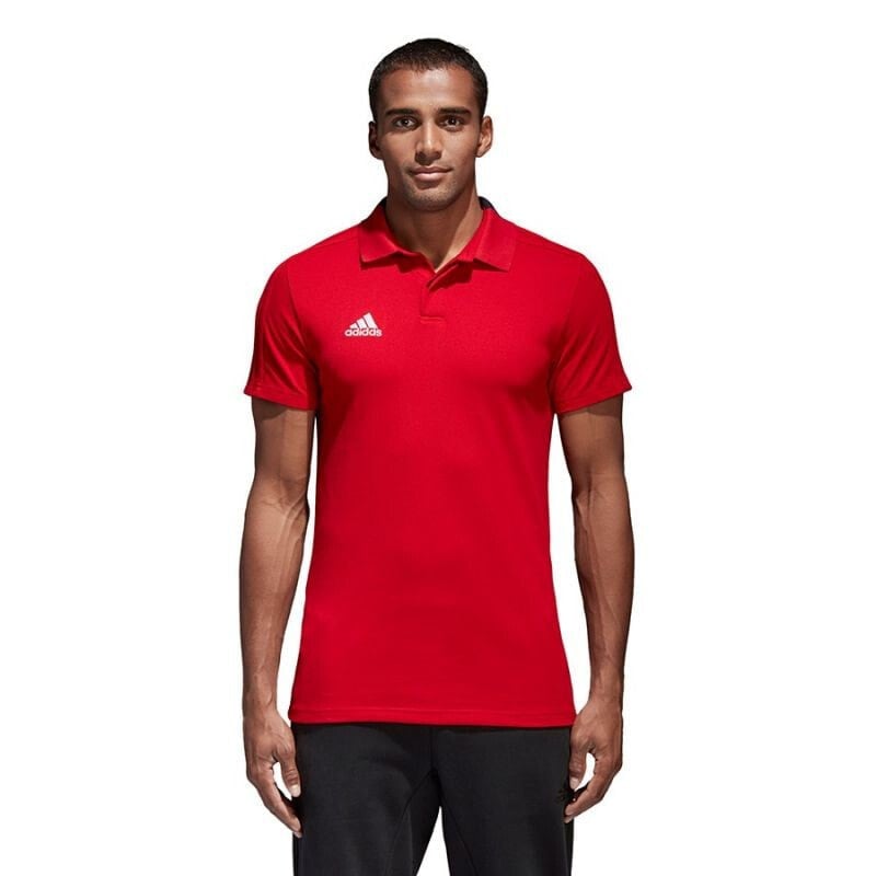 Мужская футболка-поло спортивная красная с логотипом Adidas Condivo 18 CO Polo M CF4376