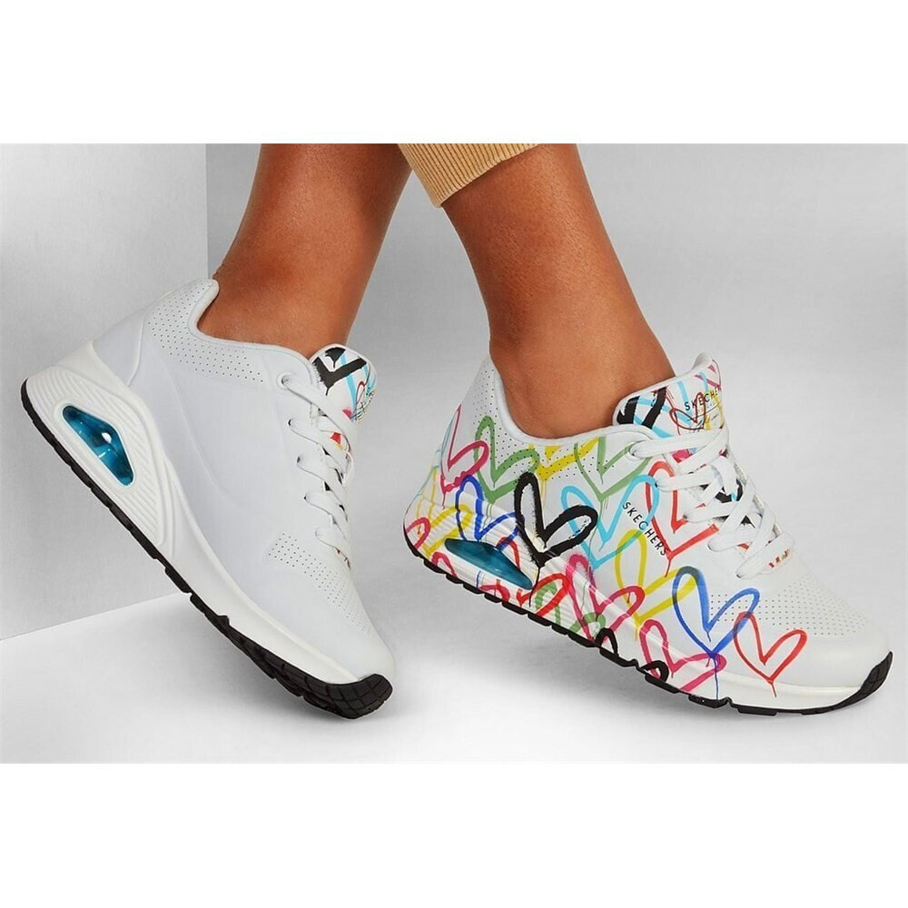 Pink blue hot sale and white skechers