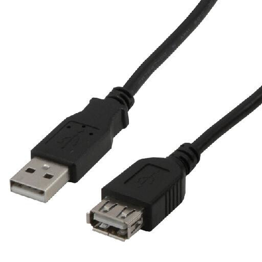 MCL USB 2.0 Type A m/f - 3m - 3 m - USB A - USB A - USB 2.0 - Male/Female - Black