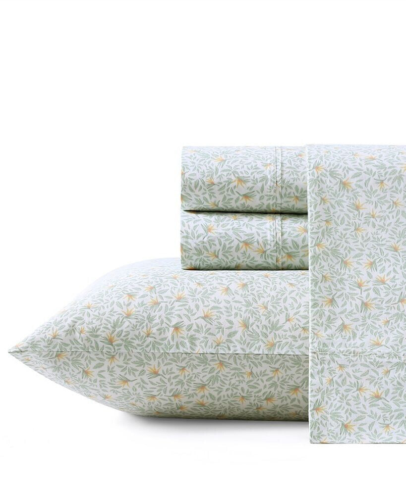 Tommy Bahama Home crane Flower Cool Zone 200 TC Percale Cotton 4 Piece Sheet Set, King