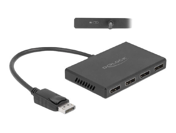 DisplayPort 1.4 Splitter 1 x DisplayPort in to 4 x DisplayPort out - DisplayPort - 4x DisplayPort - 7680 x 4320 pixels - Black - Plastic - 1.4/2.2