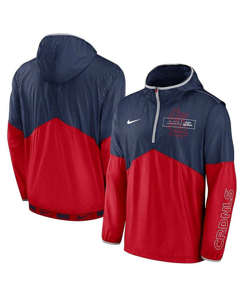 Nike men's Navy and Red St. Louis Cardinals Overview Half-Zip Hoodie Jacket