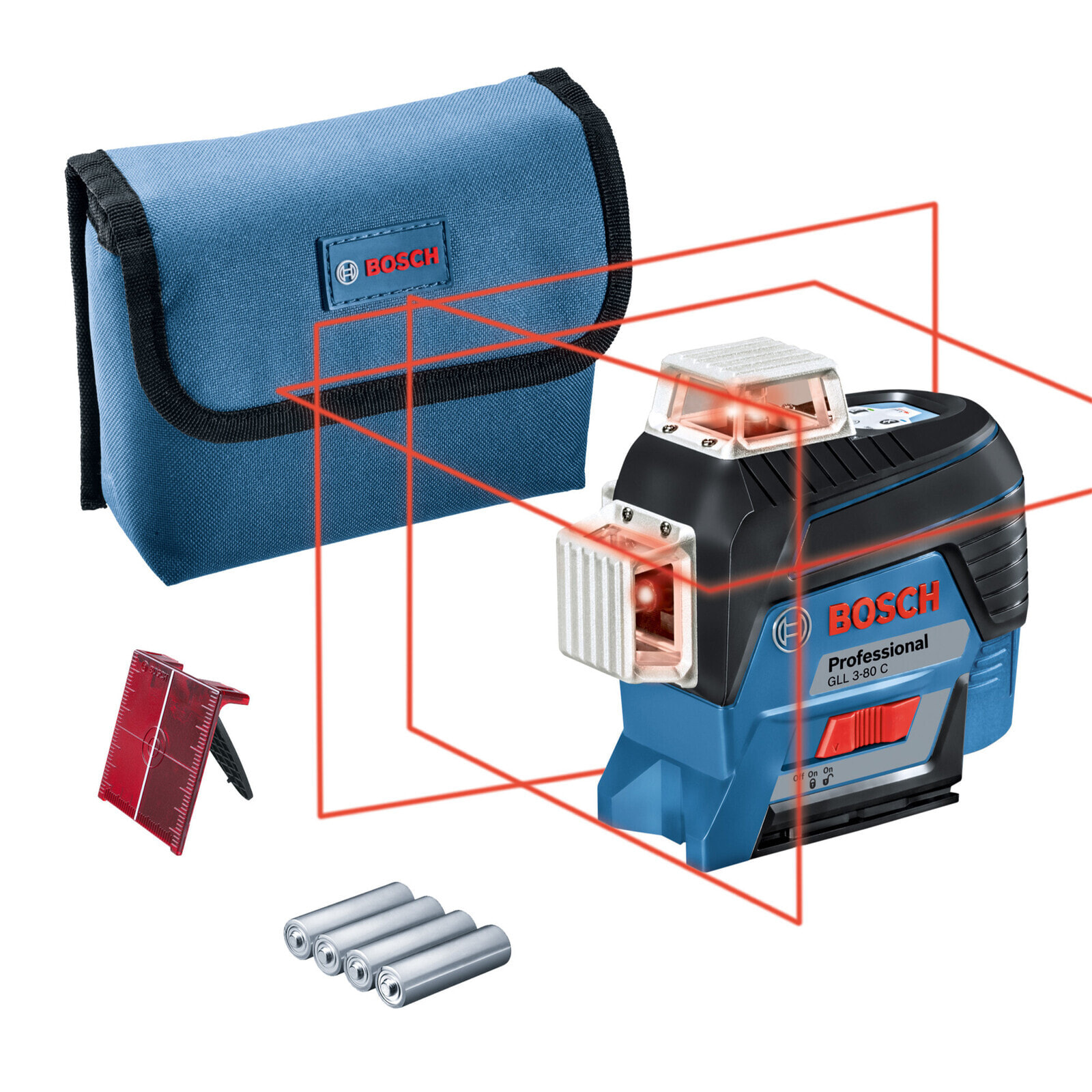 Bosch Linienlaser GLL 3-80 C Professional inkl. Schutztasche und Laserzieltafel