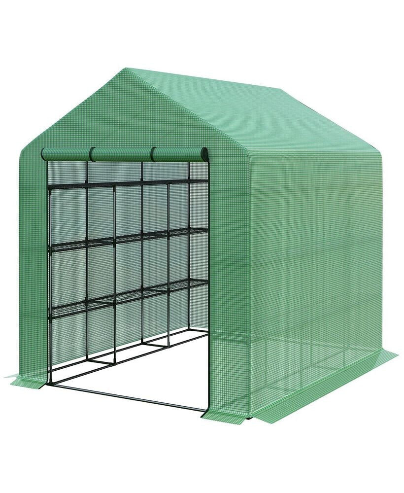 Outsunny greenhouse 8' x 6' x 7', Walk-in Hot House, 18 shelves, for Plants
