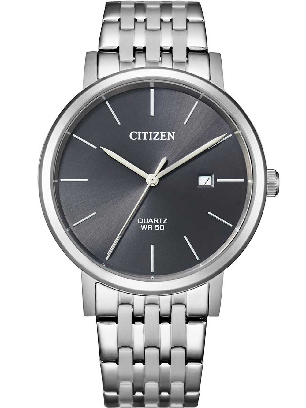 Мужские наручные часы с серебряным браслетом Citizen BI5070-57H Sport mens quartz 40mm 5ATM