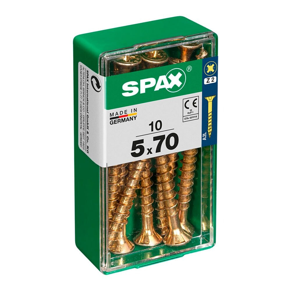 SPAX Yellox 5.0x70 mm Flat Head Wood Screw 10 Units