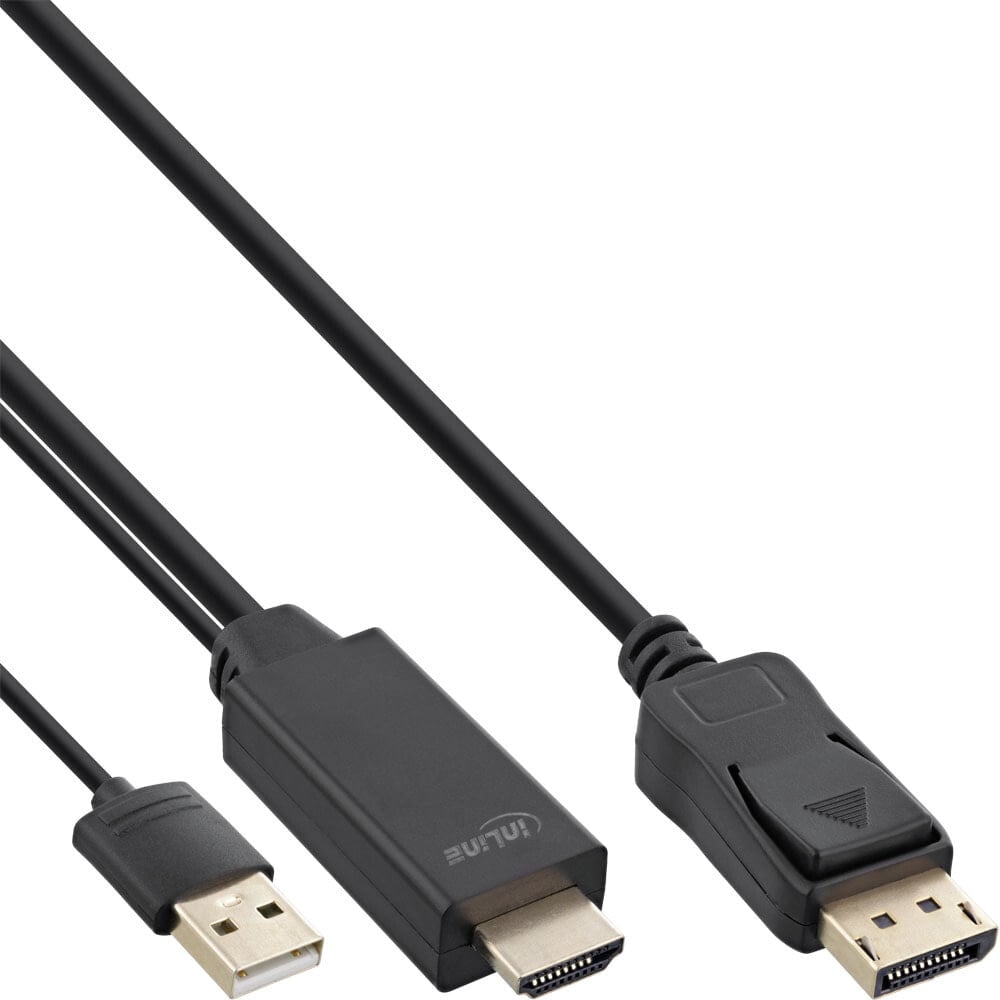 InLine 17165P видео кабель адаптер 5 m DisplayPort HDMI + USB Черный