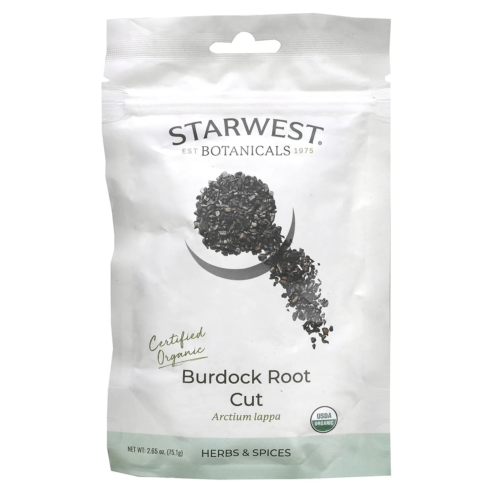 Starwest Botanicals, Органические отрезки корня лопуха, 75,1 г (2,65 унции)