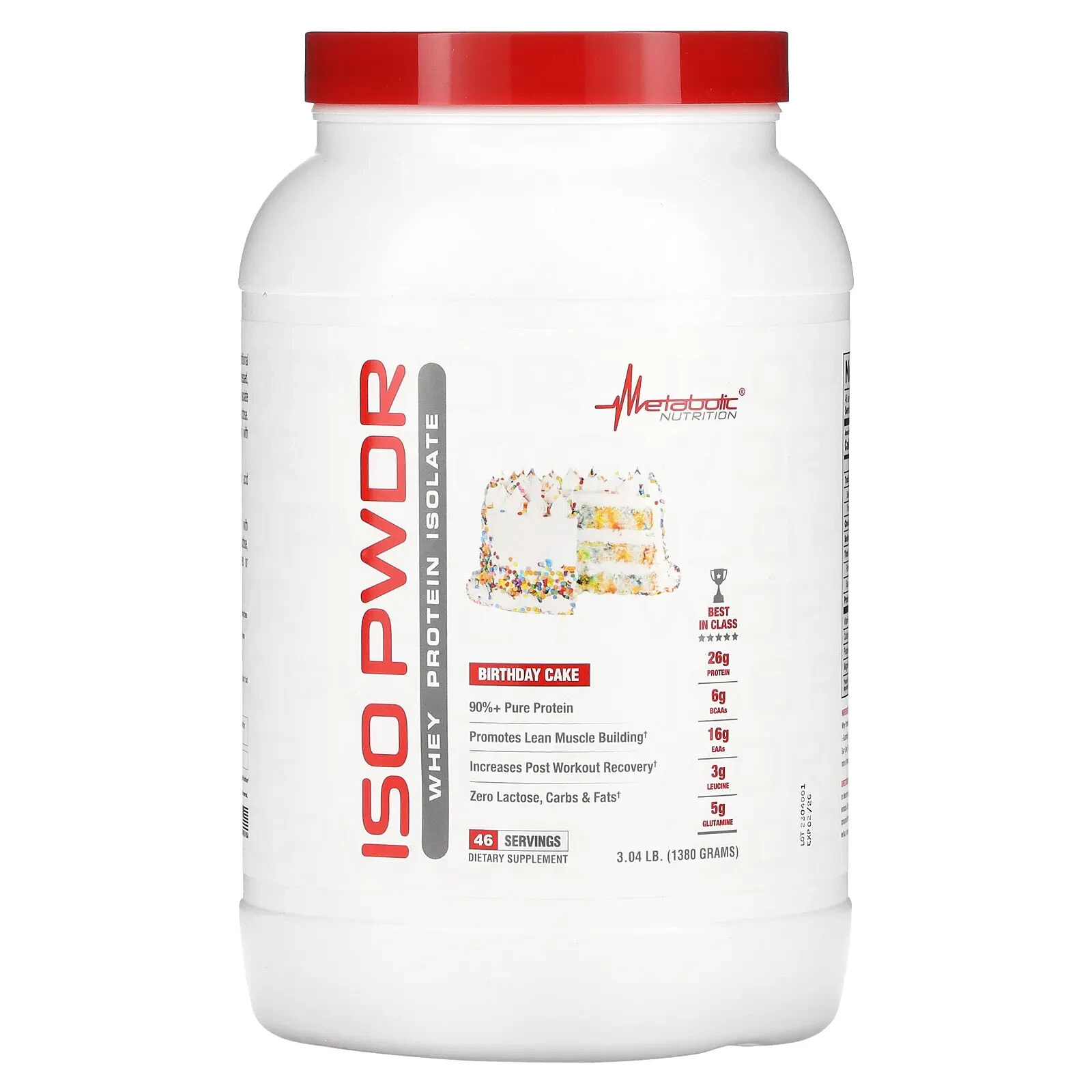 ISOpwdr, Whey Protein Isolate, Birthday Cake, 3.04 lb (1,380 g)