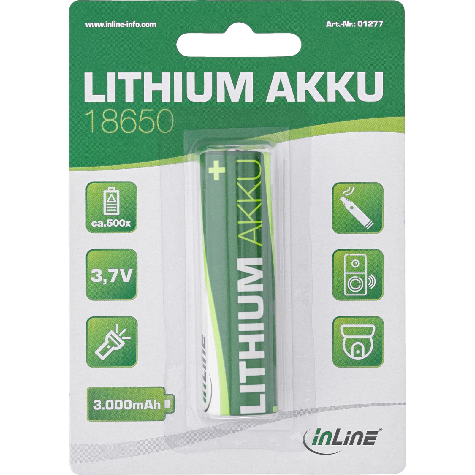 Литиевая батарея Akku 3000mAh 18650 3,7 В - Перезаряжаемая Батарея - 3000 мАч