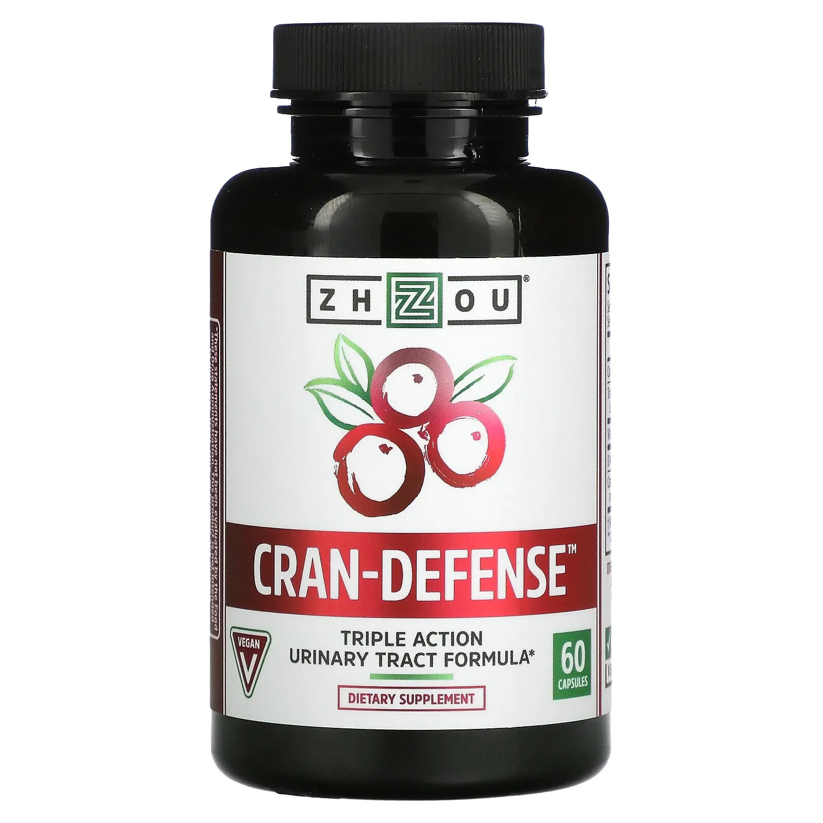 Zhou Nutrition, Cran-Defense, добавка для поддержки мочевыводящих путей, 60 капсул