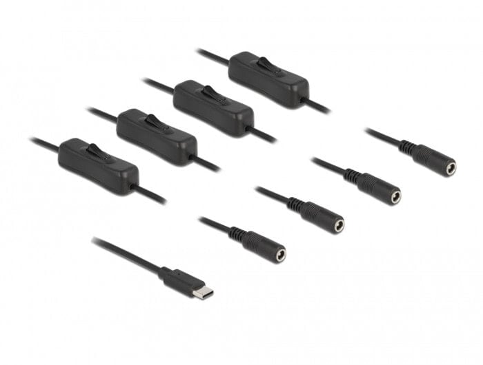 86802 - USB Type-C - 4 x DC 5.5 x 2.1 mm - 1 m - Black