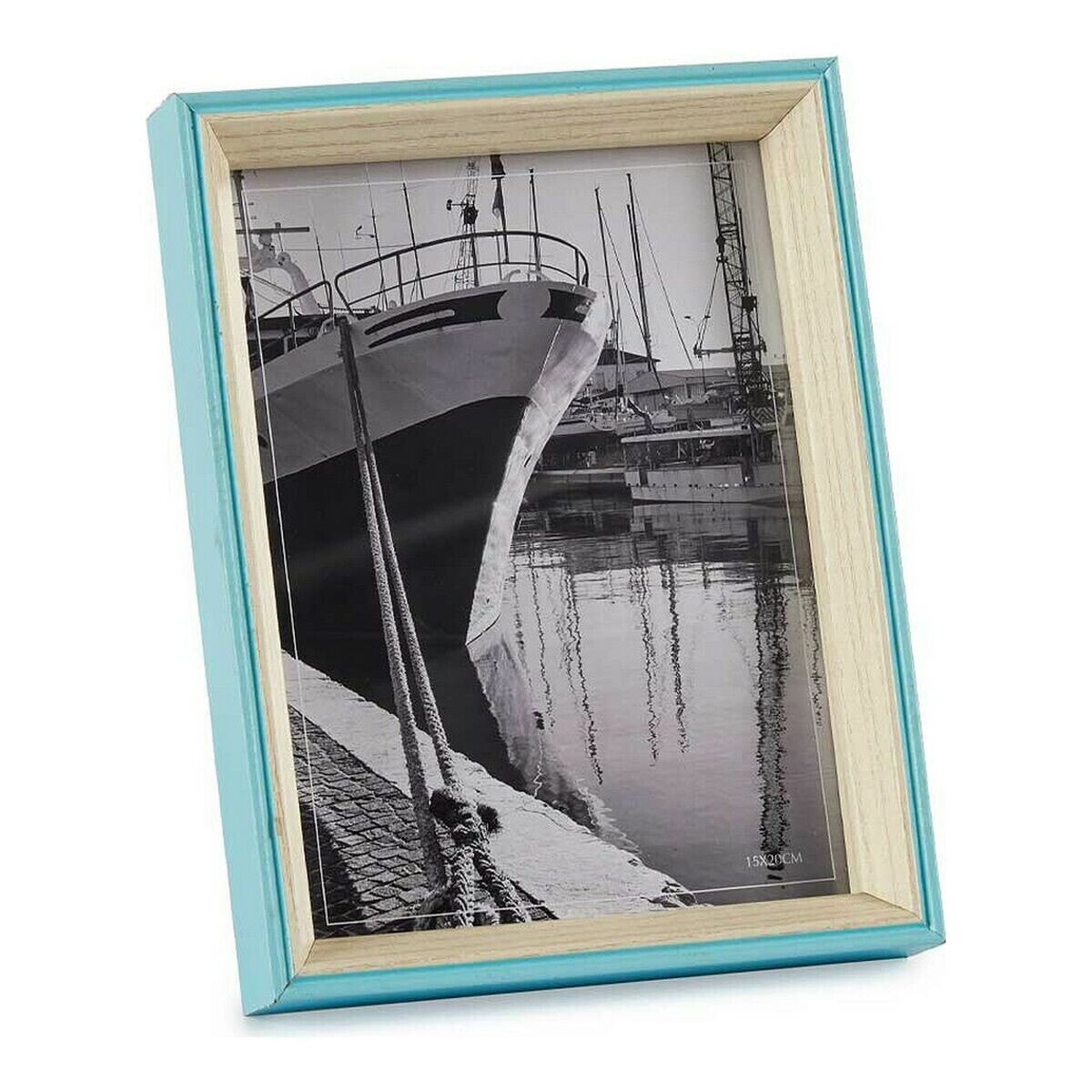 Photo frame Blue Light brown 3 x 22 x 17 cm Crystal White MDF Wood