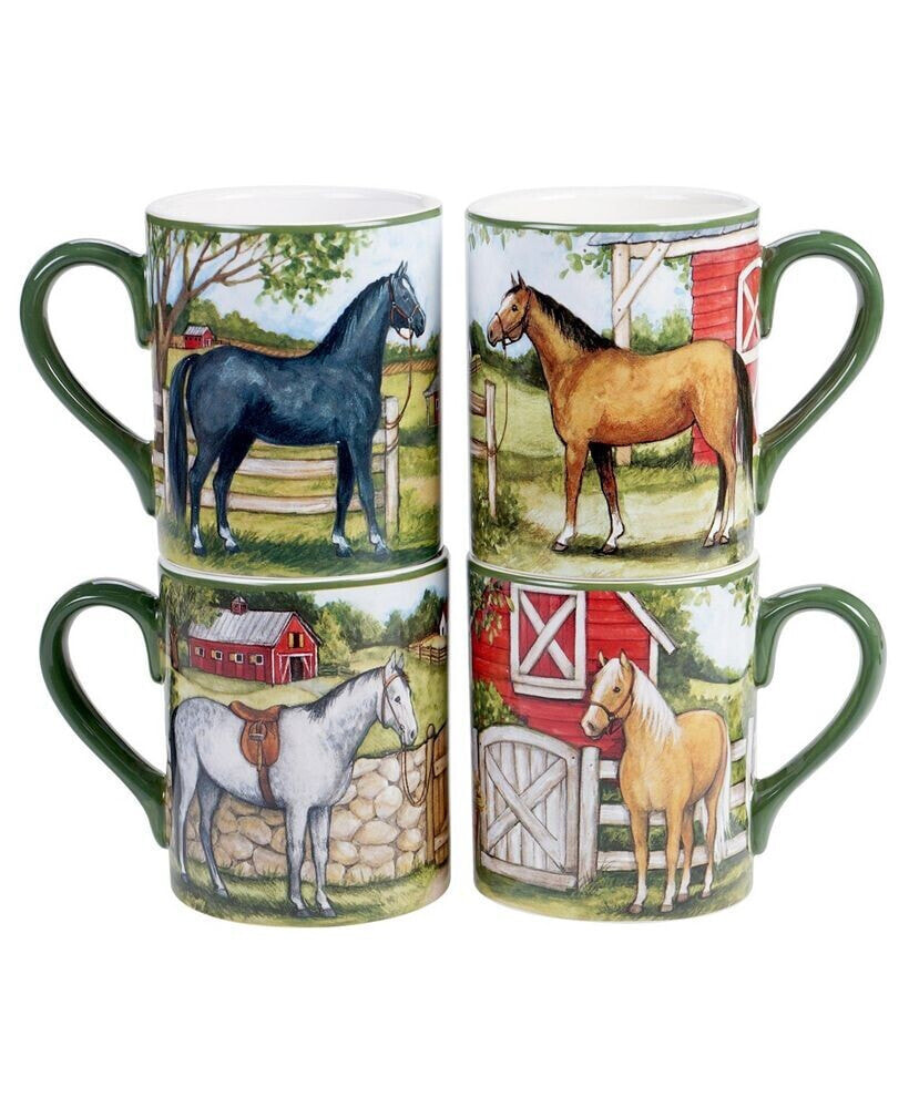 Certified International clover Farm 4-Pc. Mugs asst.