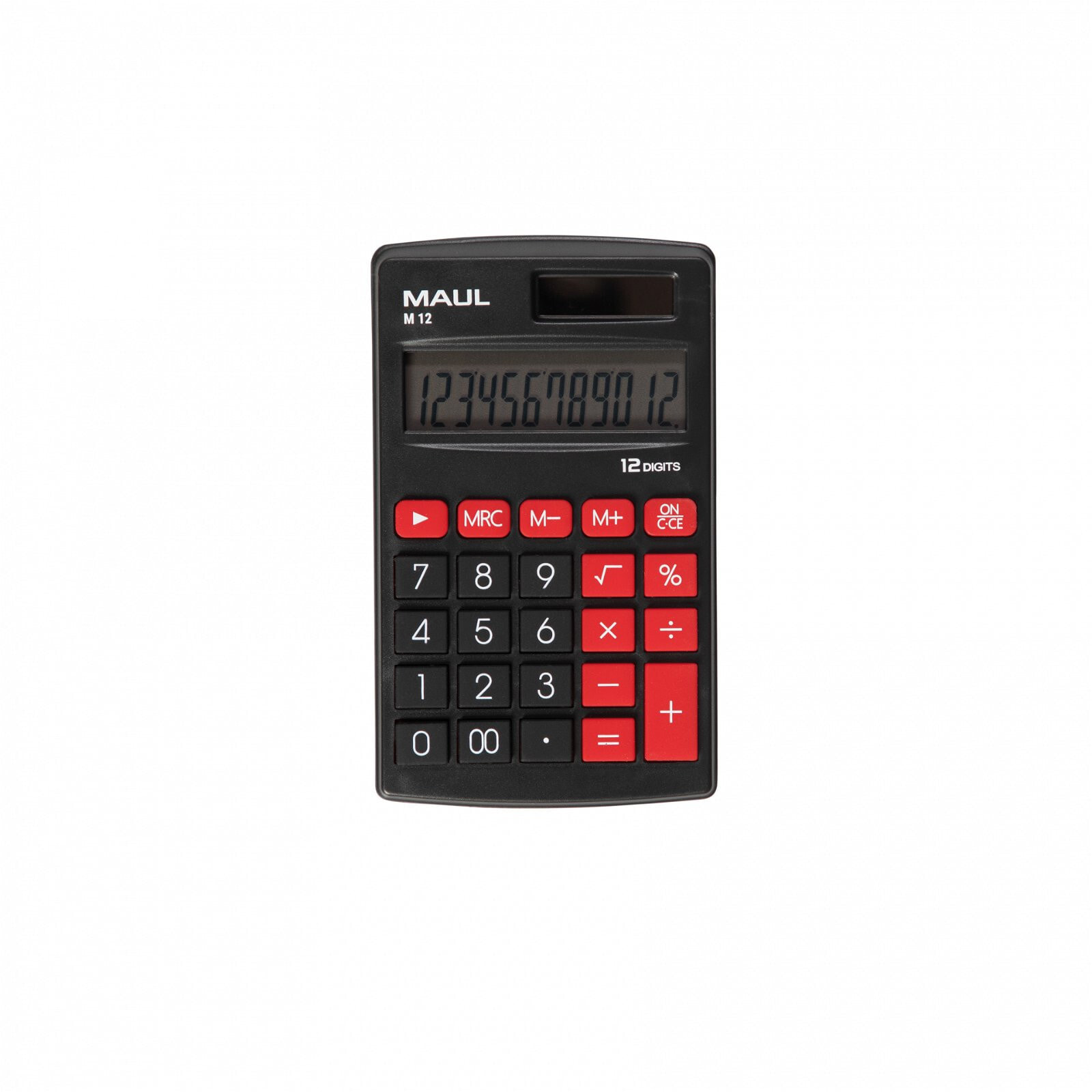 MAUL M 12 - Pocket - Display - 12 digits - 1 lines - Battery/Solar - Black - Red