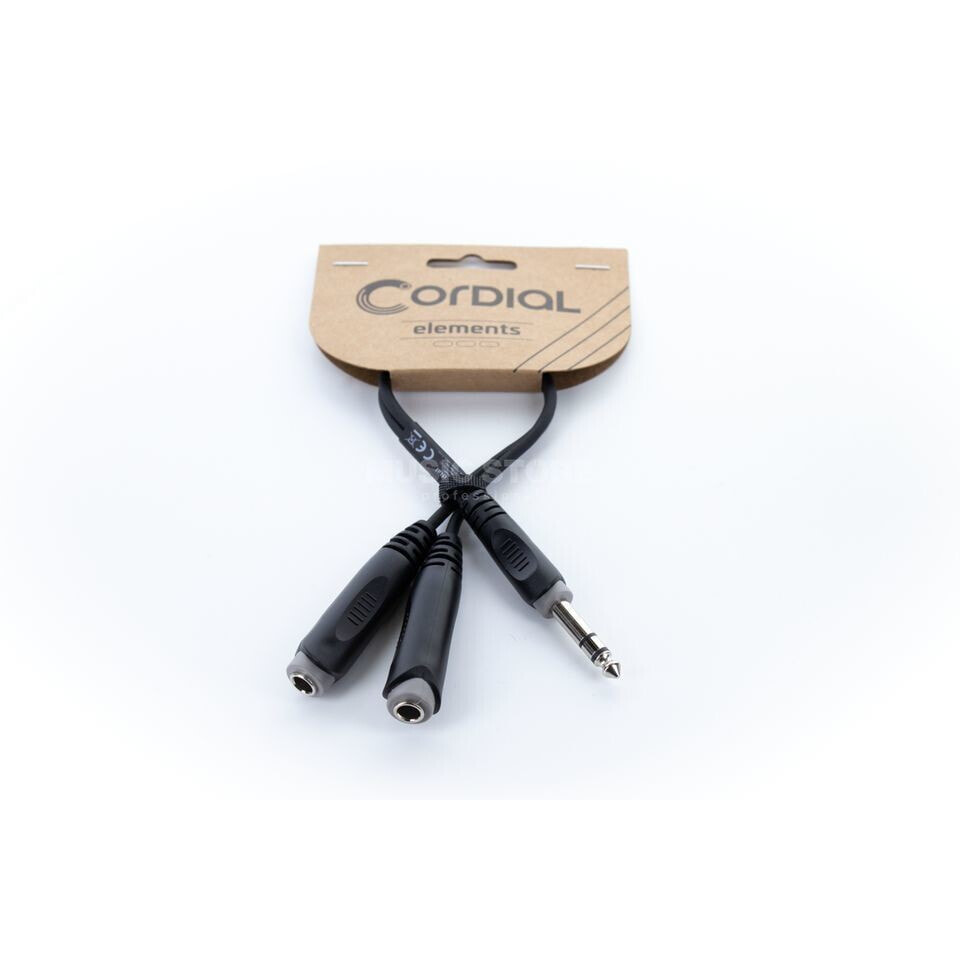 Cordial EY 0.3 VKK Y-Adaptor Cable [St.Jack(m)/2x St.Jack(f)] 300mm (Black)